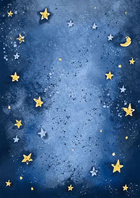 Moon And Stars In Watercolor Gradient Page Border Background Word Template And Google Docs For ...