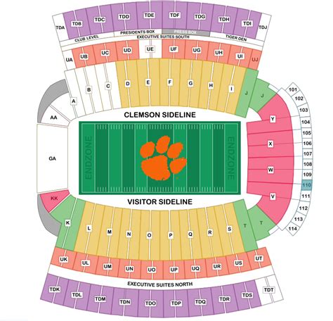 Clemson Memorial Stadium Interactive Seating Chart - Stadium Seating Chart