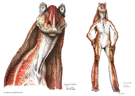 Jar Jar Binks 'Star Wars, Episode I - The Phantom Menace' Concept Art « Film Sketchr