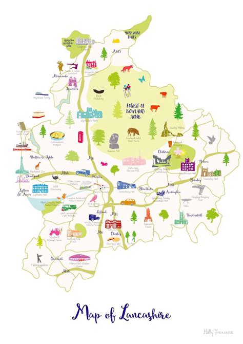 Map Of Lancashire By Holly Francesca