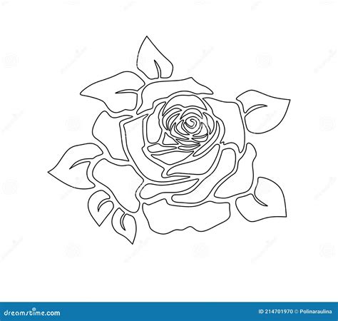 Rose Flower Outline Silhouette Stencil Drawing Stock Vector ...