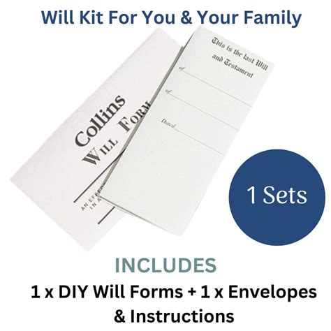 1 X DIY Will Forms KIT Collins Australian Will Pack Will Kit With Envelope & Instructions ⋆ ...