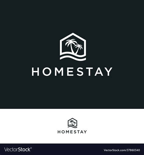 Logo homestay alami rumah pantai Royalty Free Vector Image