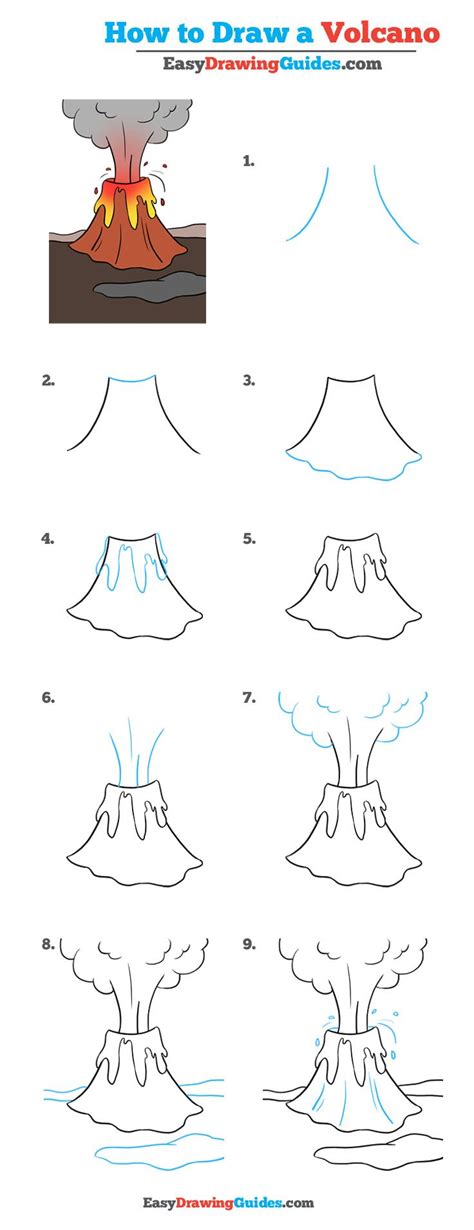 How to Draw a Volcano - Really Easy Drawing Tutorial | Drawing ...