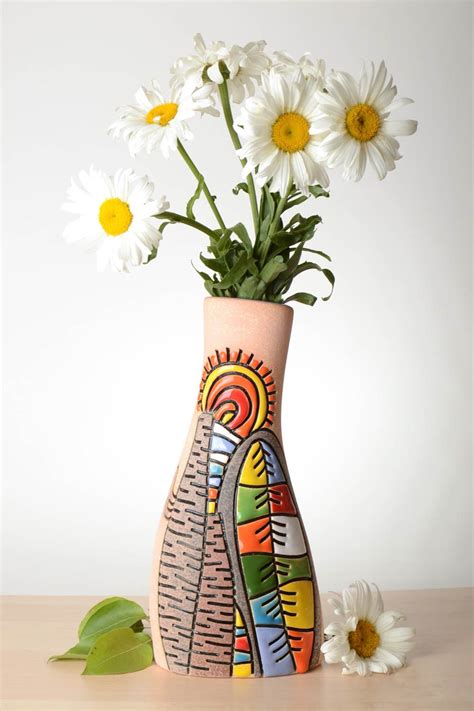 BUY 12 inches bright colorful ceramic vase for home décor 2 lb 1409840964 - HANDMADE GOODS at ...