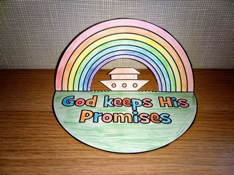 Free printable 3D Noah's Ark Rainbow Craft. God keeps His promises. coloring page ...