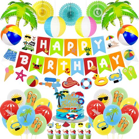 Buy Summer Beach Party Decorations, Beach Theme Pool Birthday Party Supplies Including Birthday ...