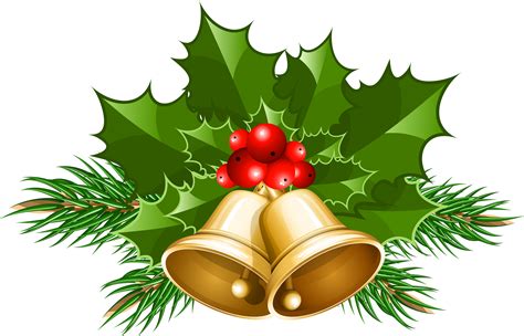 Christmas Bells with Holly Clip Art