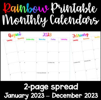 PRINTABLE 2-page calendar 2023 for Teacher Planner by OrchDorksRUs