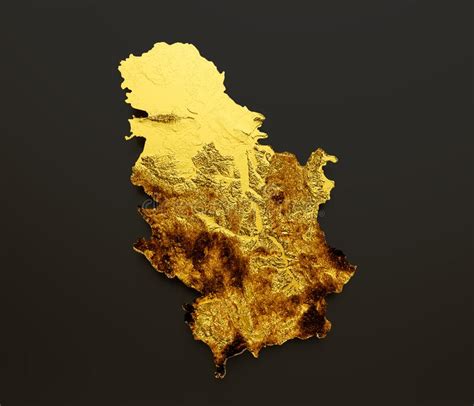 Serbia Map Golden Metal Color Height Map Background 3d Illustration Stock Illustration ...