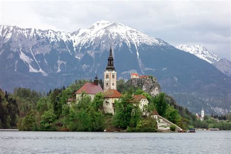 Church Assumption Of Mary Bell Tower On Lake Bled Island Stock Photo - Image of bell, vertical ...