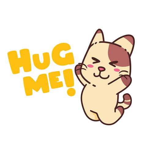 Cute Adorable Happy Brown Cat Love Hug cartoon doodle vector illustration flat design style ...