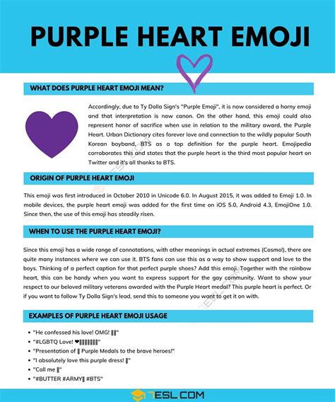 Purple Heart | What Does Purple Heart Emoji Mean? • 7ESL