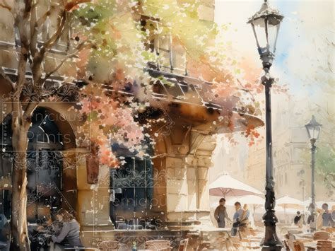 European Cafe Painting in Spring Restaurant Cafe Outdoor - Etsy