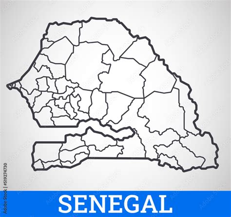 Simple outline map of Senegal. Vector graphic illustration. Stock ...