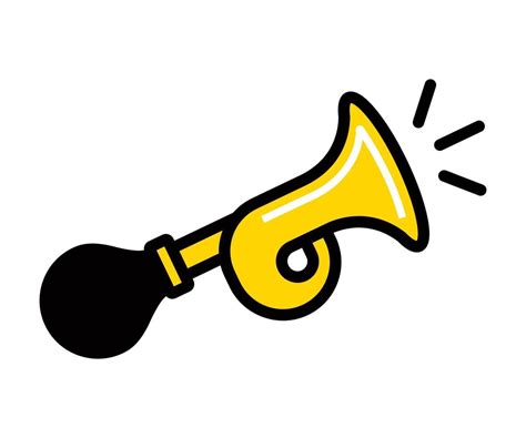 icon of a yellow metal horn that emits an unpleasant sharp sound. flat vector illustration ...