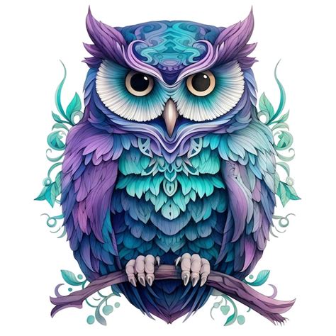 Premium AI Image | beautiful purple owl clipart illustration