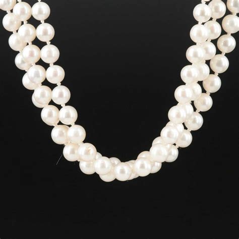 Pearl Triple Strand Necklace with 14K Clasp | EBTH