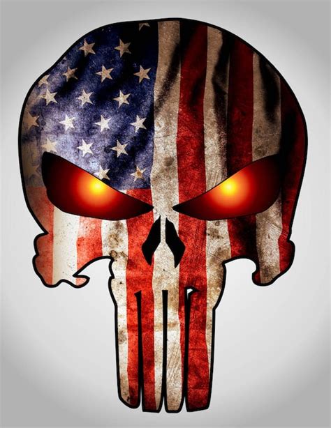 Punisher with American Flag and Glowing Eyes sticker / decal | Etsy