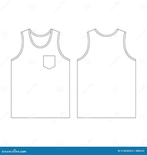 Template Tank Top Pocket Vector Illustration Flat Sketch Design Outline Stock Vector ...