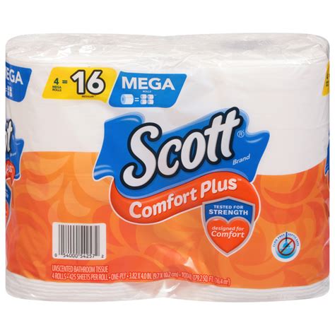 Save on Scott Comfort Plus Mega Roll 1-Ply Toilet Paper Unscented Order Online Delivery | Giant