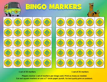 Scooby Doo Bingo Printable Party Game - Picture Bingo by ZORPICO