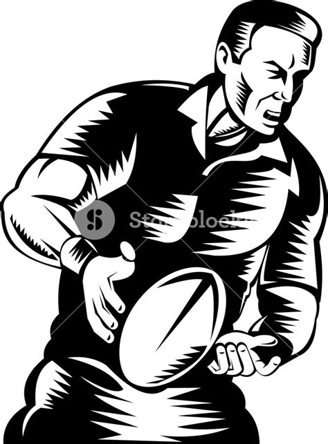 Rugby Player Passing The Ball Royalty-Free Stock Image - Storyblocks