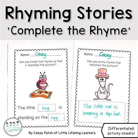 Rhyming Stories - Complete the Rhyme - Little Lifelong Learners