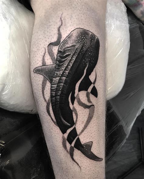 The beautiful and rare whale shark for Henry’s first Tattoo on his calf ...