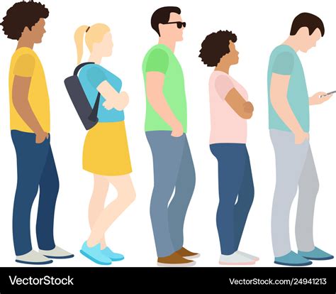 Full length cartoon people standing in line Vector Image