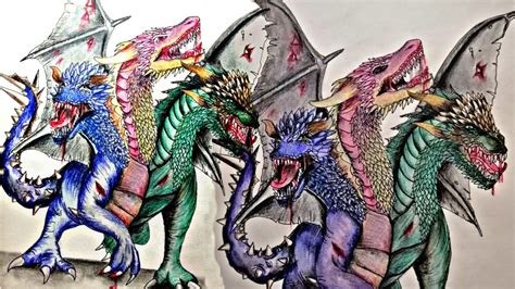 Drawing the 3 headed dragon - YouTube