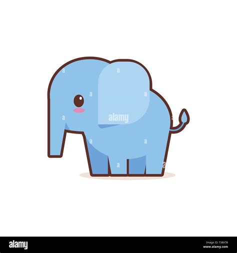 cute little blue elephant cartoon comic character anime kawaii style funny animals for kids ...