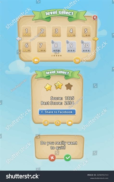 Complete Set Level Button Game Ui Stock Vector (Royalty Free ...