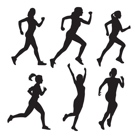 Running woman silhouette set 12650847 Vector Art at Vecteezy