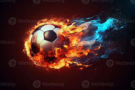 Football on fire flying, on bright background. Generate Ai 22628526 ...