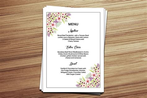 Wedding Menu Template