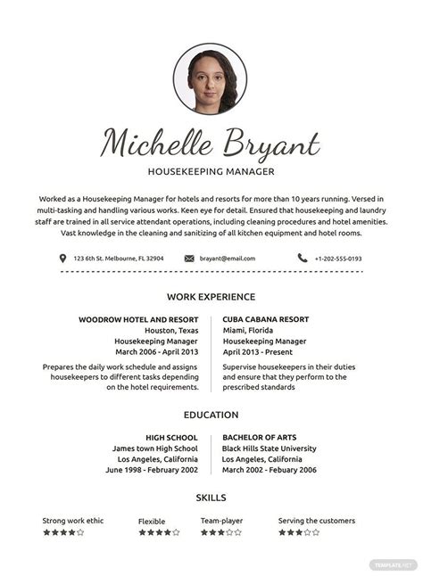 Housekeeping Resume Template in PSD, Word, Pages, Publisher - Download | Template.net