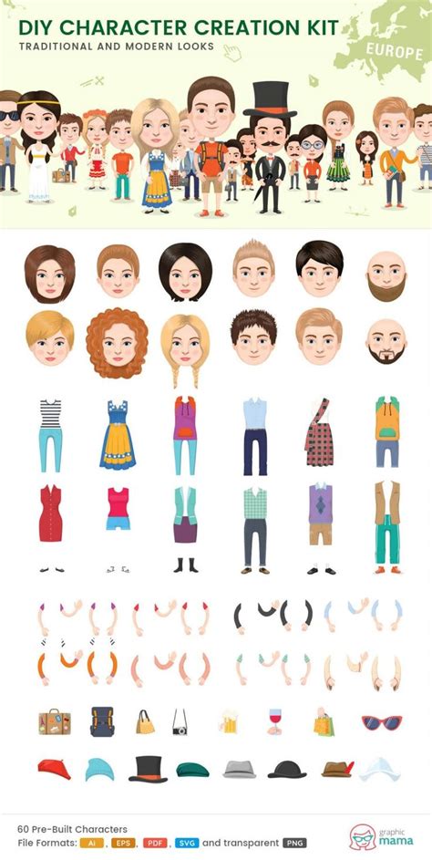 40+ DIY Vector Kits to Create Your Own Character in Adobe Illustrator | Create your own ...