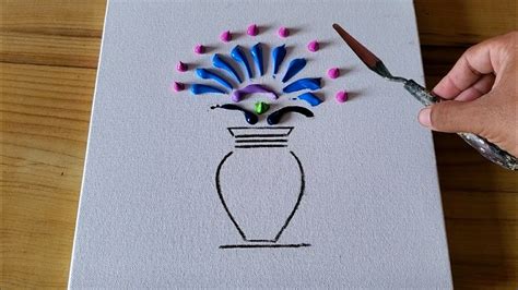 Simple Flower Vase Painting / Acrylic Painting Demo For Beginners / Project 100 Days / Day #68 ...