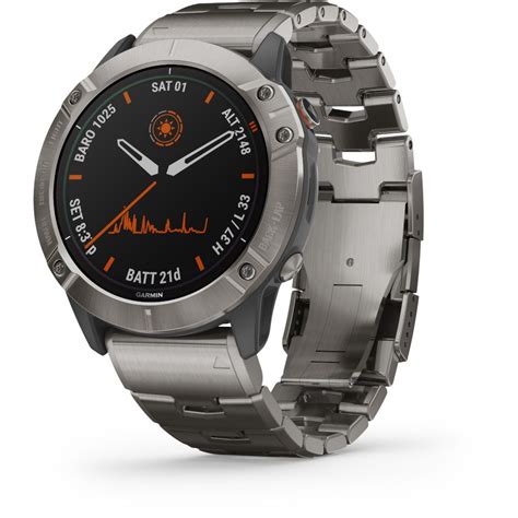 Garmin Fenix 6X Pro Solar Titanium Smart Watch 010-02157-24 ...