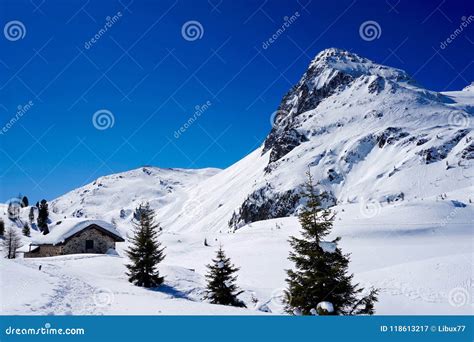 Snow Peak Mountain Landscape Sun Winter Stock Image - Image of walking ...