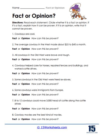 Fact or Opinion Worksheets - 15 Worksheets.com