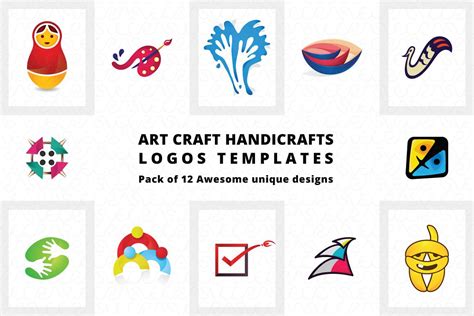 Art Craft Handicrafts Logo Templates Pack of 12 (195124) | Logos | Design Bundles