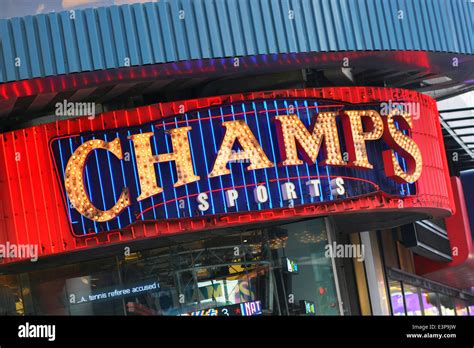 Champs Sports Store sign above entrance, New York Stock Photo - Alamy