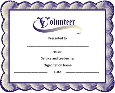 Printable Volunteering Certificate Template Free [Word] - Excel TMP