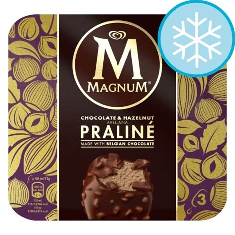 Magnum Chocolate & Hazelnut Praline Ice Cream 3X90ml - Tesco Groceries