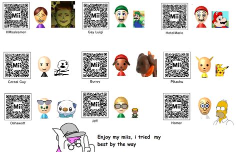 Mii code collection 2 by LukeTheeMewtwo on DeviantArt