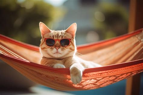 Premium Photo | Funny cat chilling wearing sunglasses