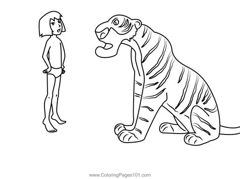 Mowgli And Shere Khan Coloring Page for Kids - Free The Jungle Book ...