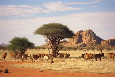 Desert Namibia Field Of Animals Hd Wallpaper Background, Tree, Animal ...